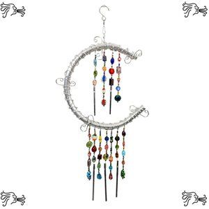 Aluminum Wind Chime Multicolor Lampwork Glass Beads Handmade Home Decor